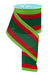 A partially unrolled spool of 3.25x10yd Emerald/Red/Lime Faux 3-In-1 Vertical Stripe Ribbon (RGF198306) is displayed in a wavy pattern.