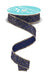 A 7/8 X10Yd Navy/Gold Irregular Spotted Glitter Ribbon (RGF7819WA) featuring gold-trimmed edges is loosely unspooled in a spiral against a white background.