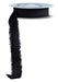 A 1 x 10 yd black frayed edge velvet ribbon (RN591002), without wire, partially unrolled and hanging down against a white background.