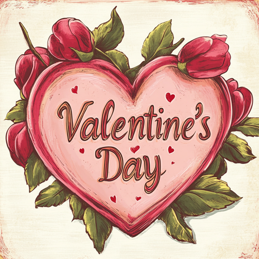 The 10 x 10 Valentine Heart & Tulips Sign TTE-144 features Valentines Day text, red tulips, green leaves, and small red hearts on a light textured background—perfect for adding charm to your Valentines decor.