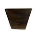 The 6 Natural Wood Square Pot WD384N is a wooden block with a dark brown, textured surface showcasing natural wood grain patterns. Its trapezoidal form stands elegantly against a plain white background.
