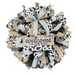 The Welcome To Our Herd Completed Wreath features black, white, and burlap cow-print ribbons with a wooden sign reading welcome TO OUR HERD, ideal for DIY fans or adding rustic charm to your space.