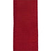 A close-up of the 2.5X10Y Red Poly Linen Ribbon X314840-12 on a white background showcases its intricate edge stitching.