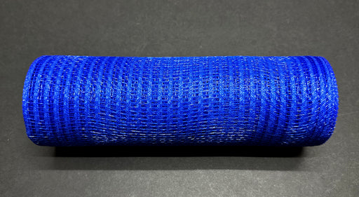 A tightly rolled 10"X10Y Royal Blue Breeze Solid Mesh Mesh XB240710-25 sits on a dark gray surface. The cylindrical mesh displays a textured, woven appearance.