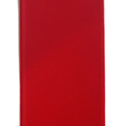 A close-up of a vibrant book cover featuring the 2.5" Bright Red Velvet Ribbon 131840-13, with its deep red hue, lacking any text or distinct markings on its surface.