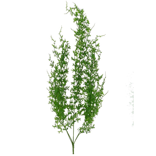 Two tall, slender 33” Plastic Hanging Fern X 5 (13350GN) stems, with delicate, feathery green leaves, extend outward against a white background.