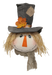 The 12 x 8 x 3.5 Black Scarecrow Head Ornament (56815Bk) features straw hair, a burlap-patched hat with autumn leaves, an orange triangle nose, rosy cheeks, and a cozy gray scarf.