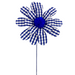 The 24 Blue Gingham Sunflower Spray 62815BL features gingham-style blue and white checkered petals, a blue yarn center, and a slim green stem.