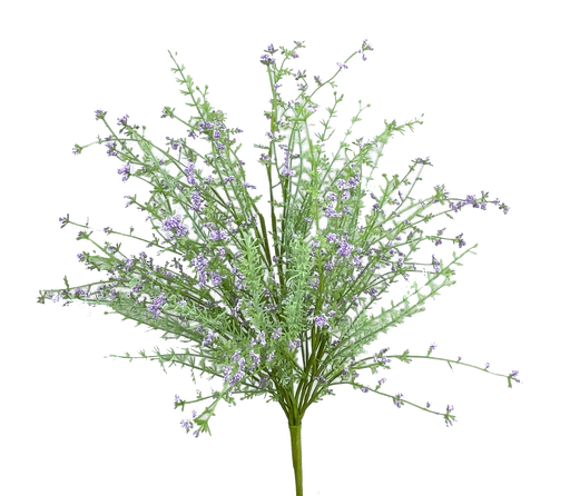 A beautiful bouquet of delicate green stems and small, clustered purple flowers from a 22 Lavender Filler Bush with 9 Stems (63097LV) spreads outward in a fan-like shape against a black background.