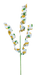 The 24 Yellow Pineapple Curl Spray 3 Stems (63217YW) features a green stem with three whimsical ribbons, adorned with yellow pineapples and green leaves against a black background, adding decorative charm.