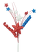 The 18 Red White and Blue Glitter Curly Stars Pick 74088RWB features glittery stars and spirals in red, white, and blue on thin stems with varying star sizes creating a vibrant decoration.