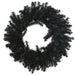 The 24 Wreath Black 82295-bk features densely arranged spiky branches in a striking circular shape, designed to stand out against a white background.