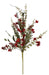 The 24 Oal Paper Flower/Eva Leaf/Beads Spray in Cranberry (FH804943) showcases a decorative mix of green leaves, delicate paper flowers, and clusters of cranberry-like red berries on a single stem.