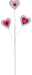 Introducing the 24.5"L Pearl Bead/Felt Heart Spray in White/Multi Pink (HV0267), featuring a decorative stick adorned with three heart-shaped felt ornaments. Each heart displays layers of white and a variety of pink hues, highlighted by central pink circles, and finished with delicate pearl bead accents for an elegantly minimalistic appearance.