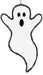 The 22H x 15.75L Vine Ghost (KG3030) features a simple cartoon grapevine body in white with black eyes, an open oval mouth, dark fuzzy outline, and arms raised in surprise—perfect for fun Halloween décor.
