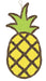 The 21.5H x 10L Vine/Fabric Pineapple (KG3077) features a sun yellow body, lime green top, and natural woven twigs with a hanging loop, beautifully outlined against a white background.