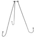 The 21 Oah Metal Wreath Hanger, model MD069502, is a black metal stand with two curved legs perfect for holding books or plates. It has a minimalist design and a central hinge at the top connecting its two supporting arms.