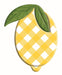The 12H x 9.5W Embossed Check Lemon in Yellow (MD0722) features a lemon shape with an embossed yellow and white check pattern, elegantly topped with two green leaves.
