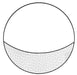 Product MD097302 is a 16 diameter circular metal frame in a minimalist, industrial design. The lower half has a semicircular Half Moon Mesh while the upper section is open, perfect for creative wreath forms.