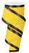A 2.5X10Yd spool of wired ribbon, product RGA8817CJ, features a bright yellow center with black glittery edges and is elegantly coiled in a spiral shape.