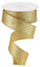 A spool of 1.5X10Yd Shimmer Glitter Gold RGC159608 ribbon features a wide, sparkling gold band, ideal as wired ribbon for elegant gift wrapping or décor against a white backdrop.