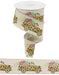 The 2.5X10Yd Leopard Truck/Flowers/Ryl Lt Natural/Multi (RGC160218) ribbon features a captivating design with a leopard truck surrounded by colorful flowers on wired, beige fabric, beautifully enhancing any decor when displayed rolled or unrolled.