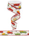 The 1.5X10Yd Pumpkin Trucks ribbon spool (Ivory/Moss/Red/Orange/Black, RH013337) features playful pumpkin trucks and a red border, partially unrolled in a zigzag shape.