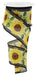 The 2.5X10Yd Sunflowers W/Polka Dots RGE1105C2 ribbon displays a charming pattern of large yellow sunflowers with green leaves and black borders with white polka dots, ideal for brightening any project.