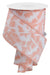 A partially unrolled spool of 2.5x10yd soft tie-dye ribbon, product RGE124115, displays its wavy texture and vibrant white/blush diagonal pattern.