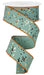 The 1.5X10Yd Sprinkled Hex Glitter Finish Ribbon in Sage/Brown/Rust/Copper/Gold (RGE1253FG) features teal with gold-edged trim, adorned with gold and black glitter dots and unspools in a spiral for a festive look.
