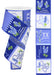 The 2.5X10Yd Bluebonnets On Diagonal Blue/Green/White ribbon, product code RGE1768NL, features Texas-themed graphics like bluebonnet flowers, the Texas shape, and phrases such as Texas Bluebonnets, TX grown, and Home sweet home.