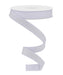 A spool of 5/8X10Yd Shimmer Glitter White ribbon unrolls downward in a loose spiral against a plain white background.