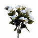 A small bouquet of cream and white flowers, featuring delicate petals and vibrant green leaves, reminiscent of a Petunia Bush, gracefully set against a plain white background. Product: Petunia Bush Cream And White With 14 Stems S4935-WHT.