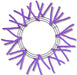 The 24 Pencil Wreath Purple Non-Metallic (XX750423) features a circular black frame with evenly spaced purple pipe cleaners that create a sunburst effect, leaving the center open to beautifully reveal the background.