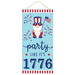 The 12.5 Party Like Its 1776 Sign AP7096 features a patriotic gnome with a stars-and-stripes hat holding an American flag, fireworks in the background, and a bold Party like its 1776 message accented by red and white stripe borders.