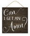 The AP7115 product is a 10 square sign featuring the phrase Can I Get an Amen? in elegant white script on a dark wood panel.