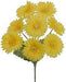 A 17 Gerber Bush with 8 Stems, Yellow (82495-YEL), features vibrant yellow flowers and green centers on lush single stems adorned with green leaves.