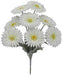 The 17 Gerber Bush with 8 Stems Cream (82495-CR) features lush cream daisies with green stems and leaves. Each flower has a yellow center and multiple white petals, offering vibrant allure against a plain white background for a stunning display.