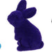 The 4Hx2.5L Flocked Standing Rabbit features a soft, fuzzy purple finish, standing upright with tall ears and a textured surface that mimics the delicate touch of nylon.