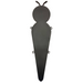 An overhead view of the black Plastic Insect Butterfly Body Board backpack, shaped like an insect with a round head, oval body, and a tapered tail, featuring side straps and buckles. Crafted from recycled plastic.