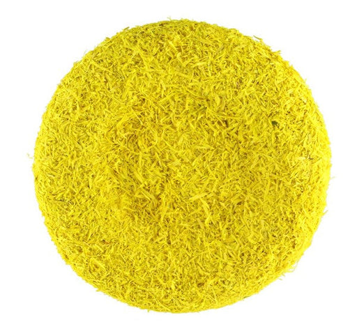 The 7 Yellow Flower Center MD037029 resembles a bright, fibrous ball with a soft, fluffy texture akin to a sunflower center, making it ideal for floral arrangements.