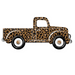 The 12 Metal Embossed Leopard Truck MD0671 features a vintage-style design with a brown-black metallic finish and an all-over leopard print on a white background.