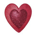 A 12H x 12L heart-shaped red object with a metal-embossed design and a smaller glittering heart at its center, Product MD078524.