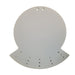 The Rail Wreath Form is a round, flat, gray metal plate with multiple small holes near the bottom edge and three at the top, great for securing wreaths or attaching zip ties. Shown on a white background.