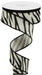 The 1.5X10Yd Animal Stripes On Royal Silver/Black ribbon twists into a spiral, revealing the spool at the top.