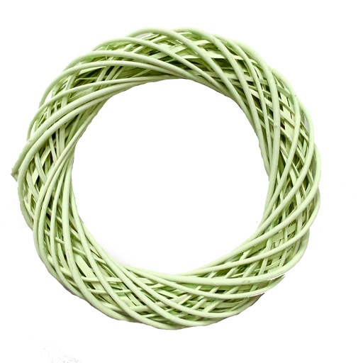 The 16 Diameter Green Vine Wreath (Model 63177GN) features light green, thin branches twisted into a rope-like pattern with a textured, woven appearance. It contrasts against a plain black background.
