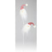 Bring Gnome Christmas charm to your garden with the 28 Red White Fabric Gnome Christmas Spray XS9906. These decorative stakes feature whimsical gnome heads with vibrant red and white hats—one striped and one polka-dotted—each topped with fabric spray pom-poms. No facial features are visible.