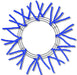 The 24 Royal Blue Pencil Work Wreath (XX750425) features a circular frame adorned with pairs of royal blue pipe cleaners that create a stunning starburst effect, standing out beautifully against a plain white background.