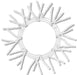 The 24 Pencil Work Wreath White Non-metallic XX750427 features a circular frame with multiple white, fuzzy pipe cleaners evenly spaced to form a sunburst pattern, making it ideal for wreath-making enthusiasts.