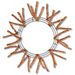The Pencil Work Wreath 24 Metallic Copper XX751138 features a sunburst design with orange tinsel branches on a circular metallic copper frame. Its minimalist style leads to an open and airy arrangement, centered around the decorative outer structure.